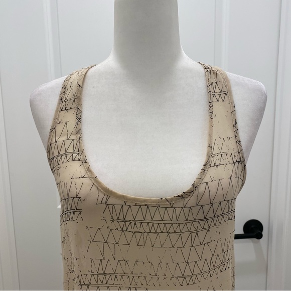 Tan and Black print see through tank top blouse - Picture 2 of 6